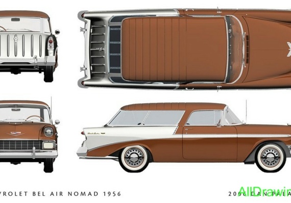 Chevrolet Bel Air Nomad (1956) (Шевроле Бел Эир Номад (1956)) - чертежи (рисунки) автомобиля